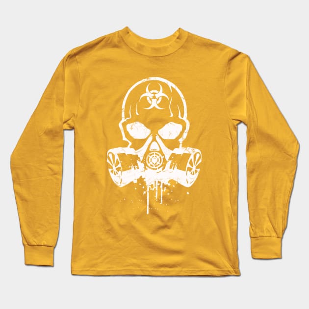 Biohazard Skull Vintage (white) Long Sleeve T-Shirt by Liberty Steele